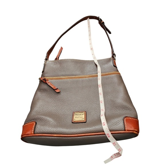 Dooney Bourke Pebble Leather Handbag Shoulder Bag‎ Gray Brown Trim - Picture 6 of 13